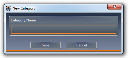 New Category window