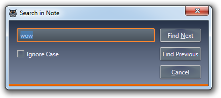 Search in Note dialog